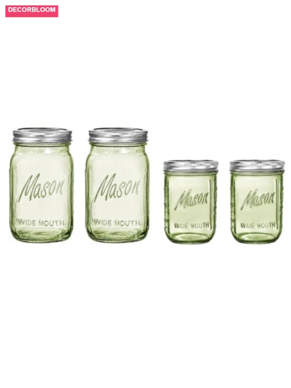 Glass Mason Jars with Lids 16 oz 32 oz Wide Mouth Food Storage 4 Pack
